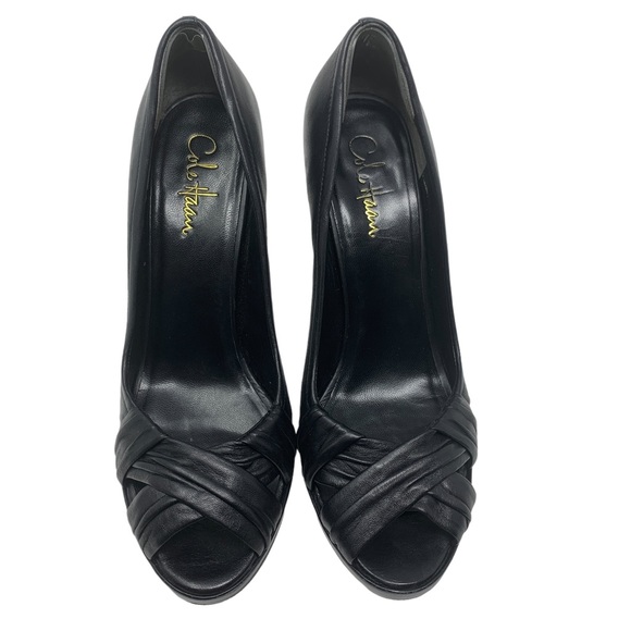 Cole Haan Black Leather Peep Toe High Heel Pumps Platform Size 10 - Picture 8 of 15